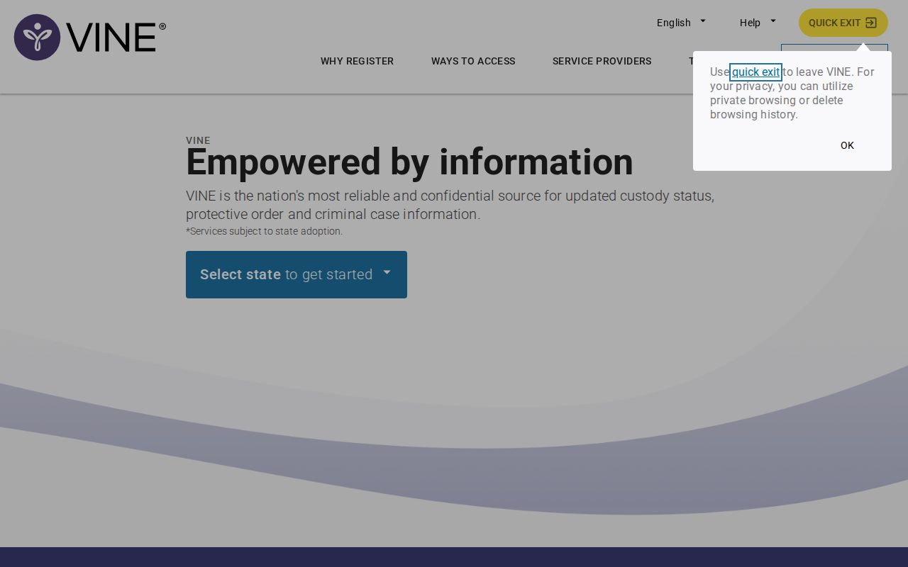 VINELink custody notification resource for Nye County arrest records