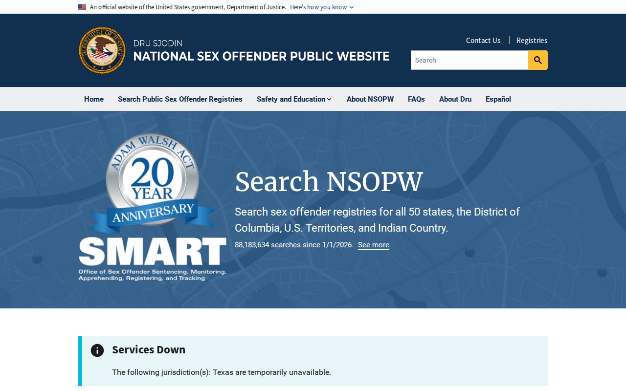 Nye County sex offender check through the national registry